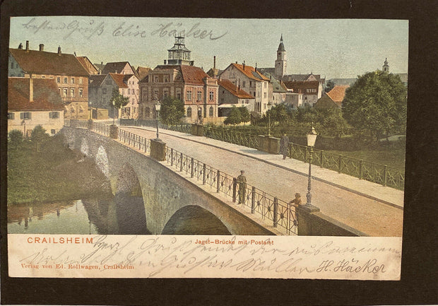 Crailsheim Jagst Brücke mit Postamt   80247
