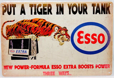 Nostalgie Vintage Retro Blechschild "ESSO Put a Tiger in your Tank" 30x20 12063