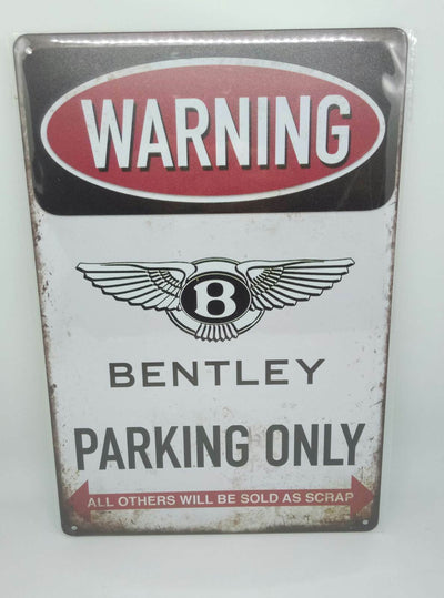Nostalgie Vintage Retro Blechschild "Warning Bentley Parking Only" 30x20 50356