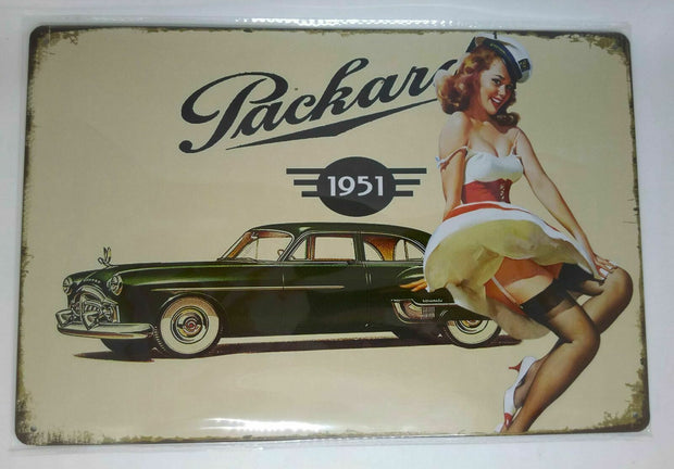 Nostalgie Retro Blechschild Auto Frau Packard 1951 30x20 50158