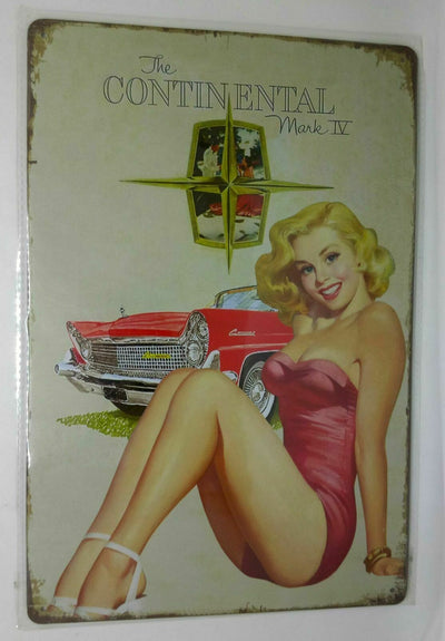 Nostalgie Retro Blechschild Auto Frau "The Continental Mark IV" 30x20 50143