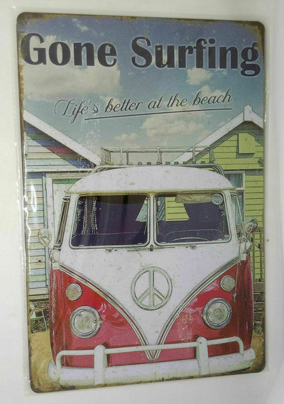 Nostalgie Retro Blechschild VW Bus "Gone Surfing" 30x20 50138