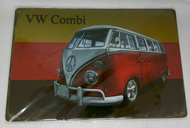 Nostalgie Retro Blechschild VW Combi Bus rot 30x20 50142