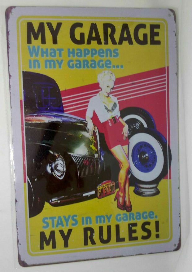 Nostalgie Retro Blechschild "My Garage My Rules!" 30x20 50137