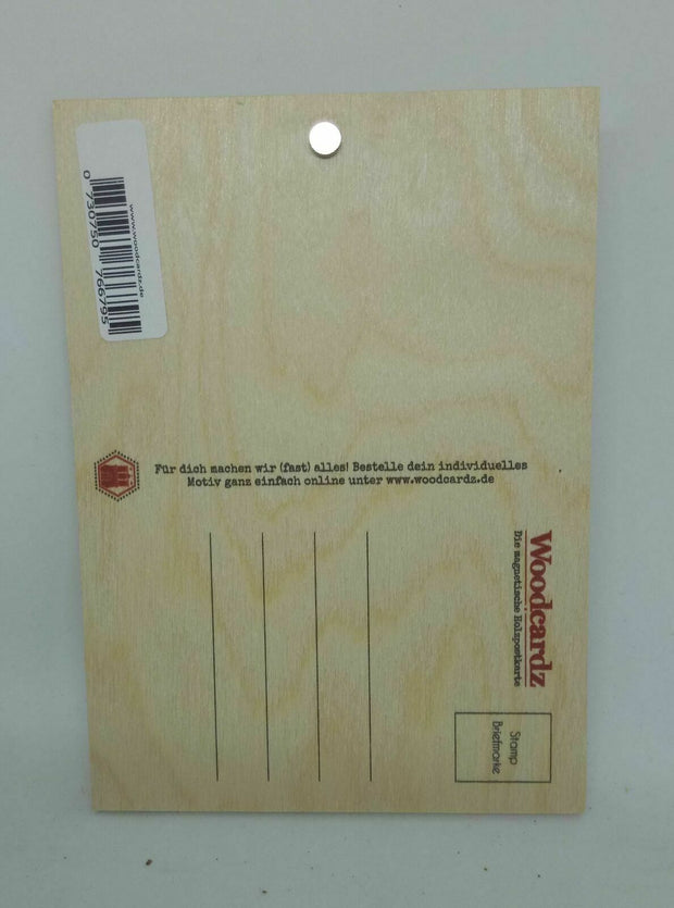 Nostalgie Holzpostkarte magnetisch Definition Glück Herz gold 14x10 Birkenholz