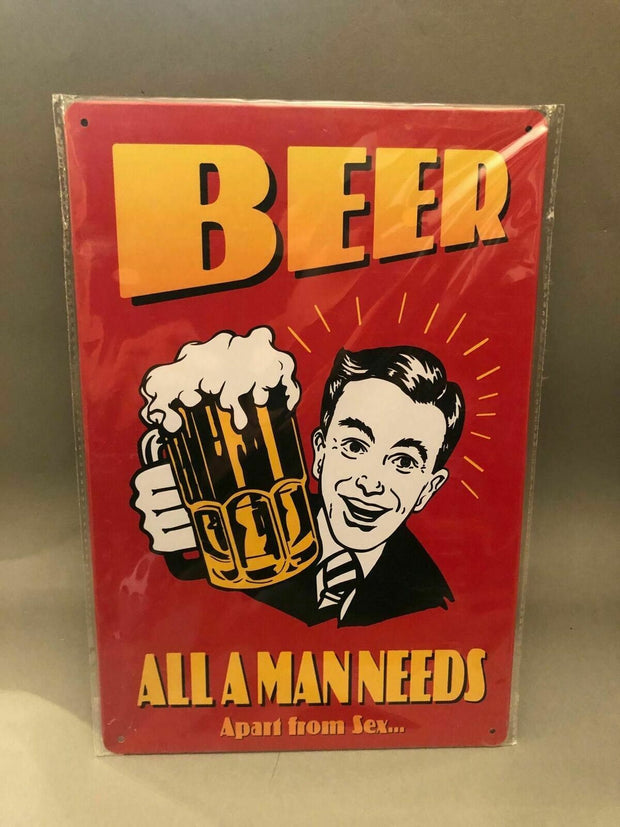 Nostalgie Blech Schild Beer Bier all a man needs apart from sex 20 x 30 42001