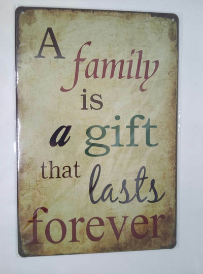 Nostalgie Retro Blechschild "a family is a gift that lasts forever" 30x20 50336
