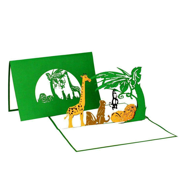 3D Pop Up Karte "Zoo" Einladung Glückwünsche Gutschein, Format 11x17 50039