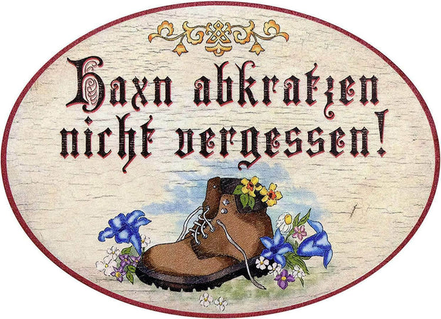 Nostalgie Nostalgie Retro Spruch Dialekt Türschild antik Birkensperrholz oval 9x6,5cm