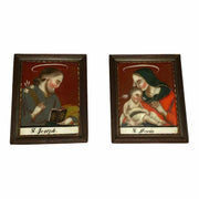 2 x Hinterglasmalerei 18/19 Jhdt. Joseph & Maria 27 x 21.5 cm