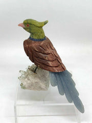 Edelstein Papagai  Vogel Rosenquarz Bergkristall und andere ca. 9 cm 42054