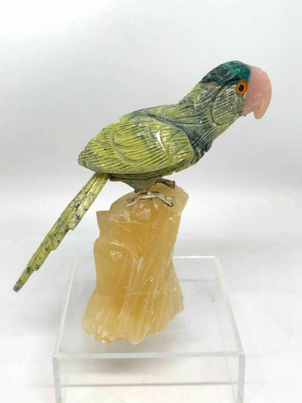 Edelstein Papagai Vogel Rosenquarz Quarz und andere 12 cm 42052