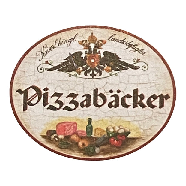 K&K Nostalgie Holzschild landesbefugter Pizzabäcker 14x17