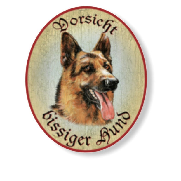KuK Nostalgie Holzschild Vorsicht bissiger Hund Schäferhund