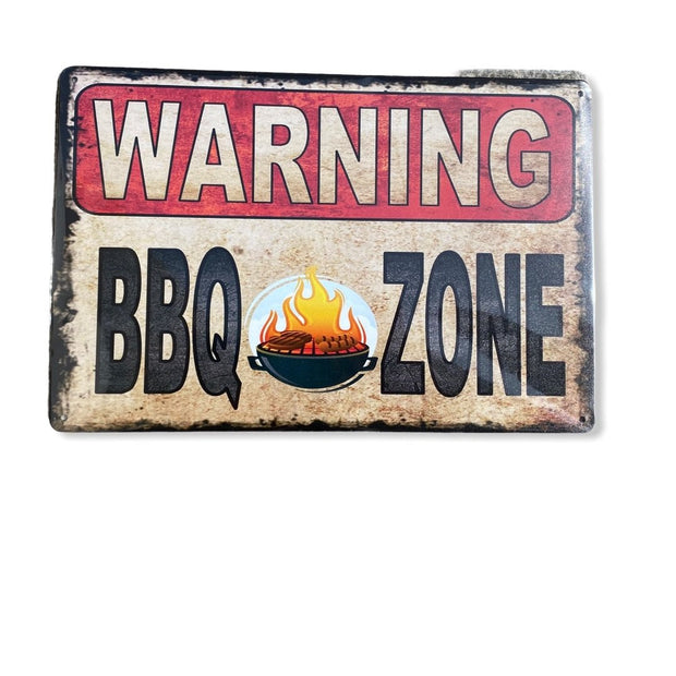 Nostalgie Vintage Schild Warning BBQ Zone 30x20 12085