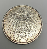 Wilhelm II Deutscher Kaiser König v. Preussen Drei Mark 1912 Silber Ag 85000