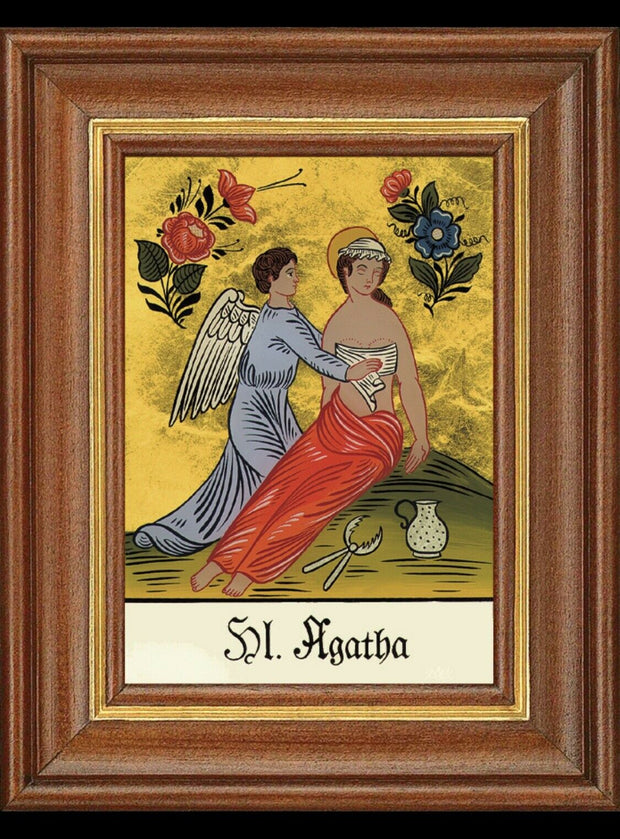 Hinterglasbild Heilige Agatha Patronatsbild Taufe Namenspatron  12,7x16