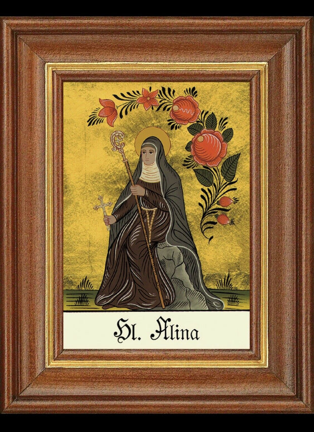 Hinterglasbild Heilige Alina Patronatsbild Taufe Namenspatron  12,7x16