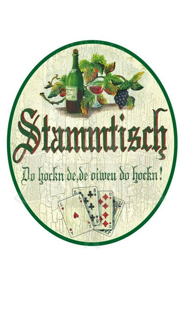 KuK Nostalgie Holzschild "Stammtisch- Wein und Karten"