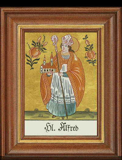 Hinterglasbild Heiliger Alfred Patronatsbild Taufe Namenspatron  12,7x16