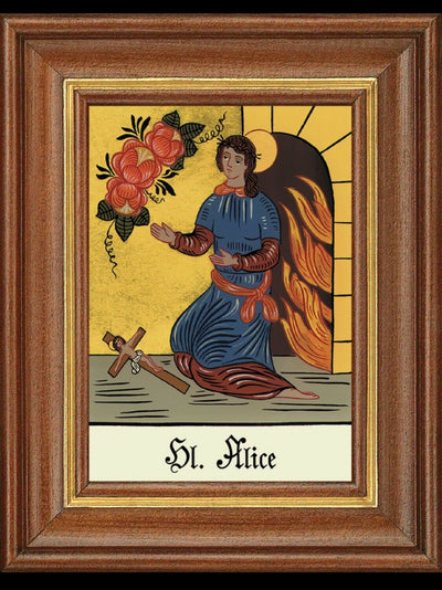 Hinterglasbild Heilige Alice Patronatsbild Taufe Namenspatron  12,7x16