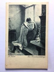 Zur Brautaustattung (A.Koester) - Frau näht Kleid - Künstlerkarte 50019 TH