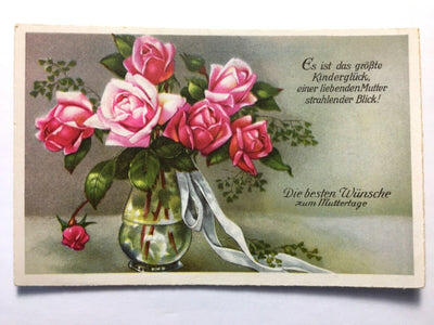 Die besten Wünsche zum Muttertag - Rosen in Vase - Künstlerkarte 50014 TH