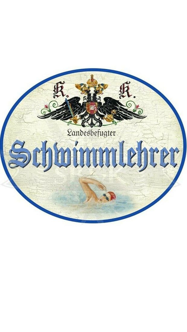 KuK Nostalgie Holzschild "Schwimmlehrer"