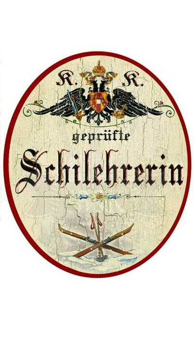 KuK Nostalgie Holzschild "SchilehrerIn"