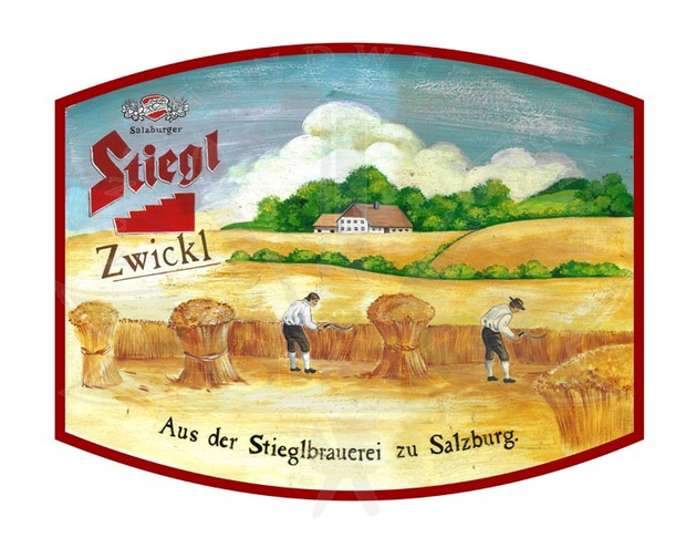 KuK Nostalgie Holzschild Stiegl Zwickl Bier Brauerei Salzburg