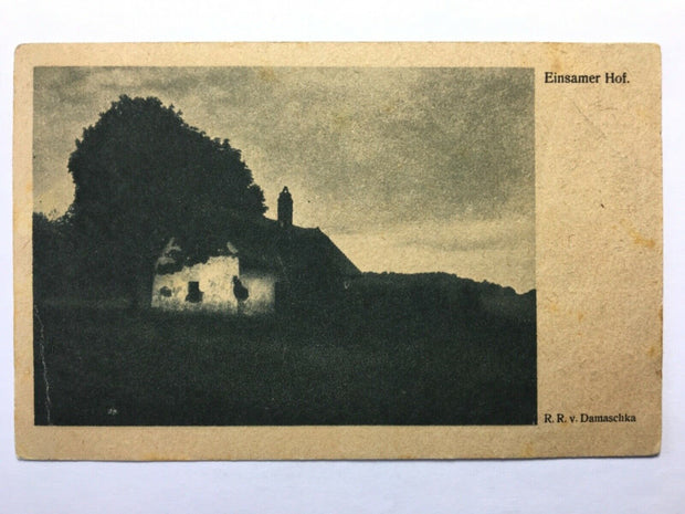 Einsamer Hof (R.R.v. Damaschka) - Bauernhof bei Nacht - Künstlerkarte 30161 TH