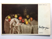 Stilleben (Joseph Jost) - Äpfel und Teller auf Esstisch - Künstlerkarte 30157 TH