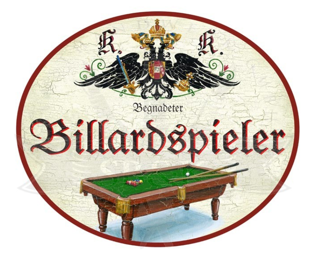 KuK Nostalgie Holzschild Begnadeter Billardspieler Billiard