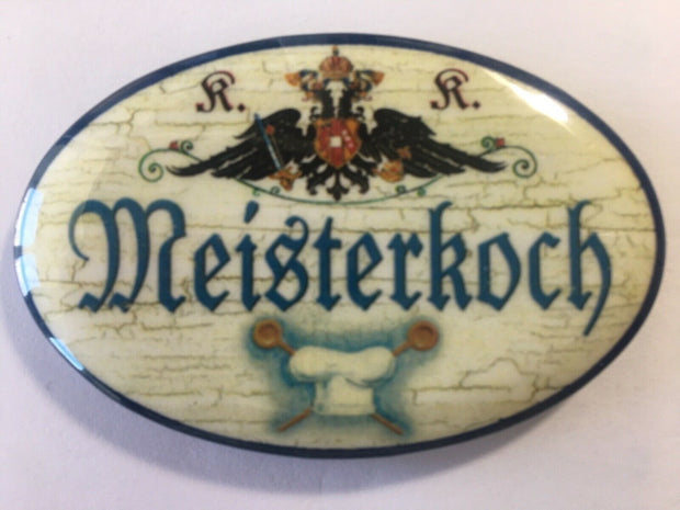 Nostalgie Flaschenöffner Magnet Meisterkoch Kochmütze Kochhaube Kochlöffel