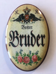 Nostalgie Flaschenöffner Magnet Bester Bruder Blumenstrauß