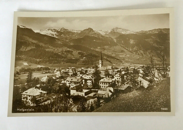 AK, Salzburg, Hofgastein, Dorf, Kirchturm, Gebirge (110255 BW)