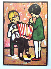 Herzliche Geburtstagsgrüsse - Musizierende Kinder - Künstlerkarte 110080 TH