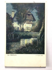 Am Mühlbach (E.Payer) - Bauernhaus am Bach -  Künstlerkarte 110083 TH