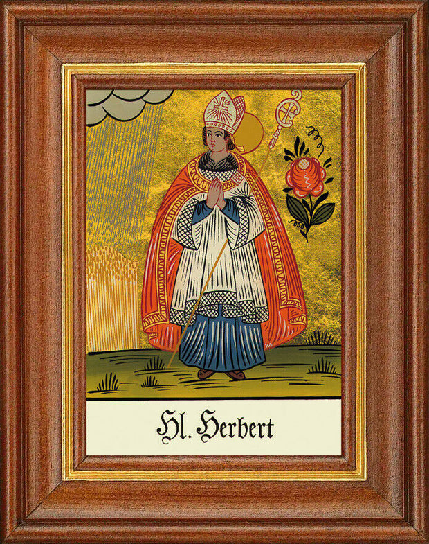Hinterglasbild - Heiliger Herbert - Patronatsbild Taufe Namenspatron 12,7x16