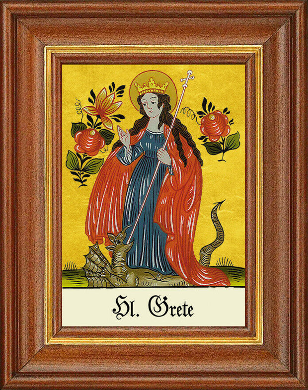 Hinterglasbild - Heilige Grete - Patronatsbild Taufe Namenspatron 12,7x16
