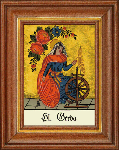 Hinterglasbild - Heilige Gerda - Patronatsbild Taufe Namenspatron 12,7x16