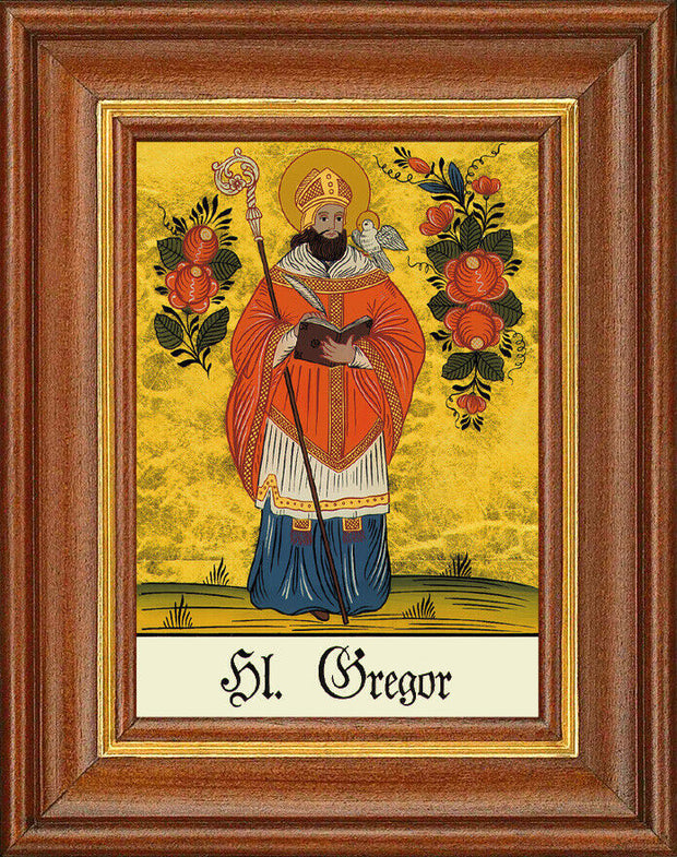 Hinterglasbild - Heiliger Gregor - Patronatsbild Taufe Namenspatron 12,7x16