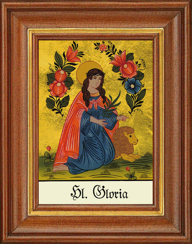 Hinterglasbild - Heilige Gloria - Patronatsbild Taufe Namenspatron 12,7x16
