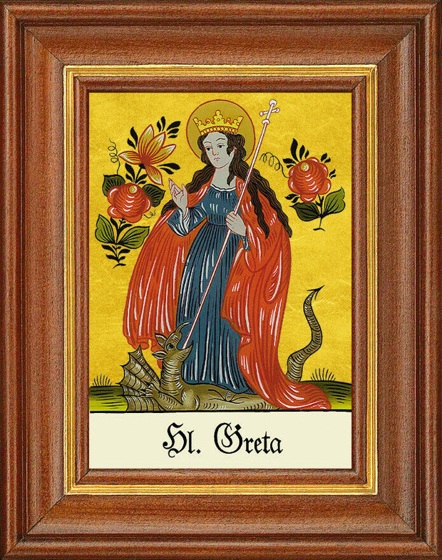 Hinterglasbild - Heilige Greta - Patronatsbild Taufe Namenspatron 12,7x16