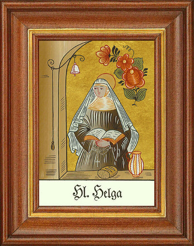 Hinterglasbild - Heilige Helga - Patronatsbild Taufe Namenspatron 12,7x16