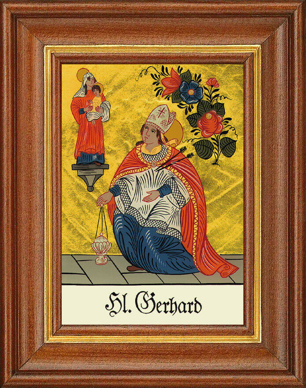 Hinterglasbild - Heiliger Gerhard - Patronatsbild Taufe Namenspatron 12,7x16