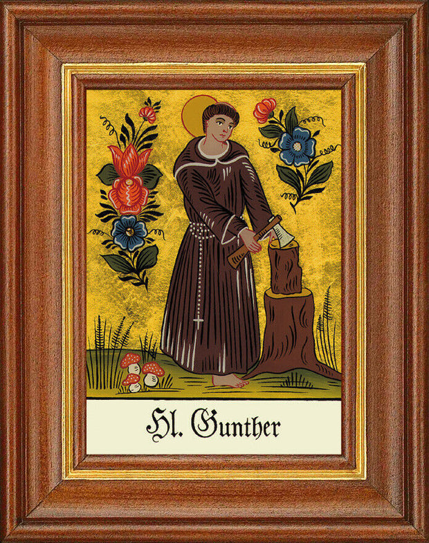 Hinterglasbild - Heiliger Gunther - Patronatsbild Taufe Namenspatron 12,7x16