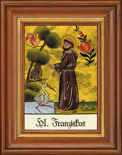 Hinterglasbild - Heiliger Franziskus  - Patronatsbild Taufe Namenspatron 12,7x16