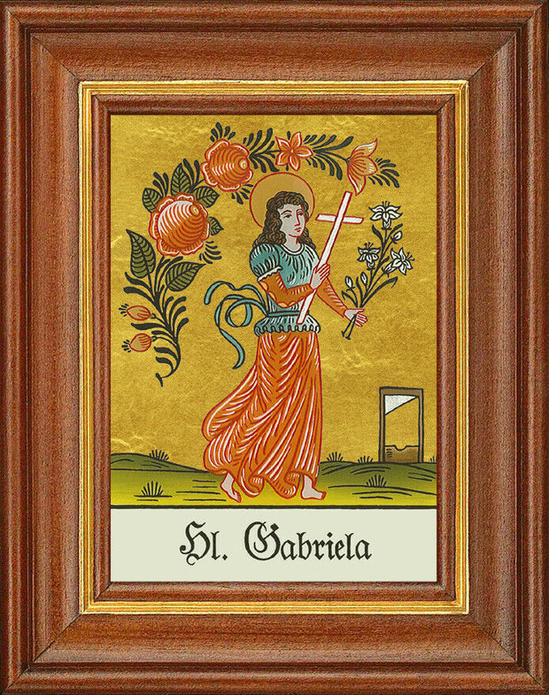 Hinterglasbild - Heilige Gabriela - Patronatsbild Taufe Namenspatron 12,7x16
