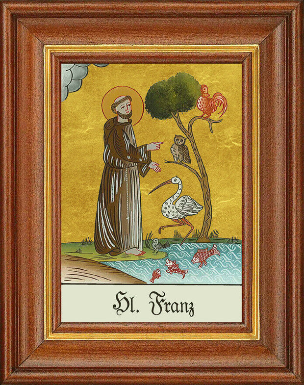 Hinterglasbild - Heiliger Franz - Patronatsbild Taufe Namenspatron 12,7x16